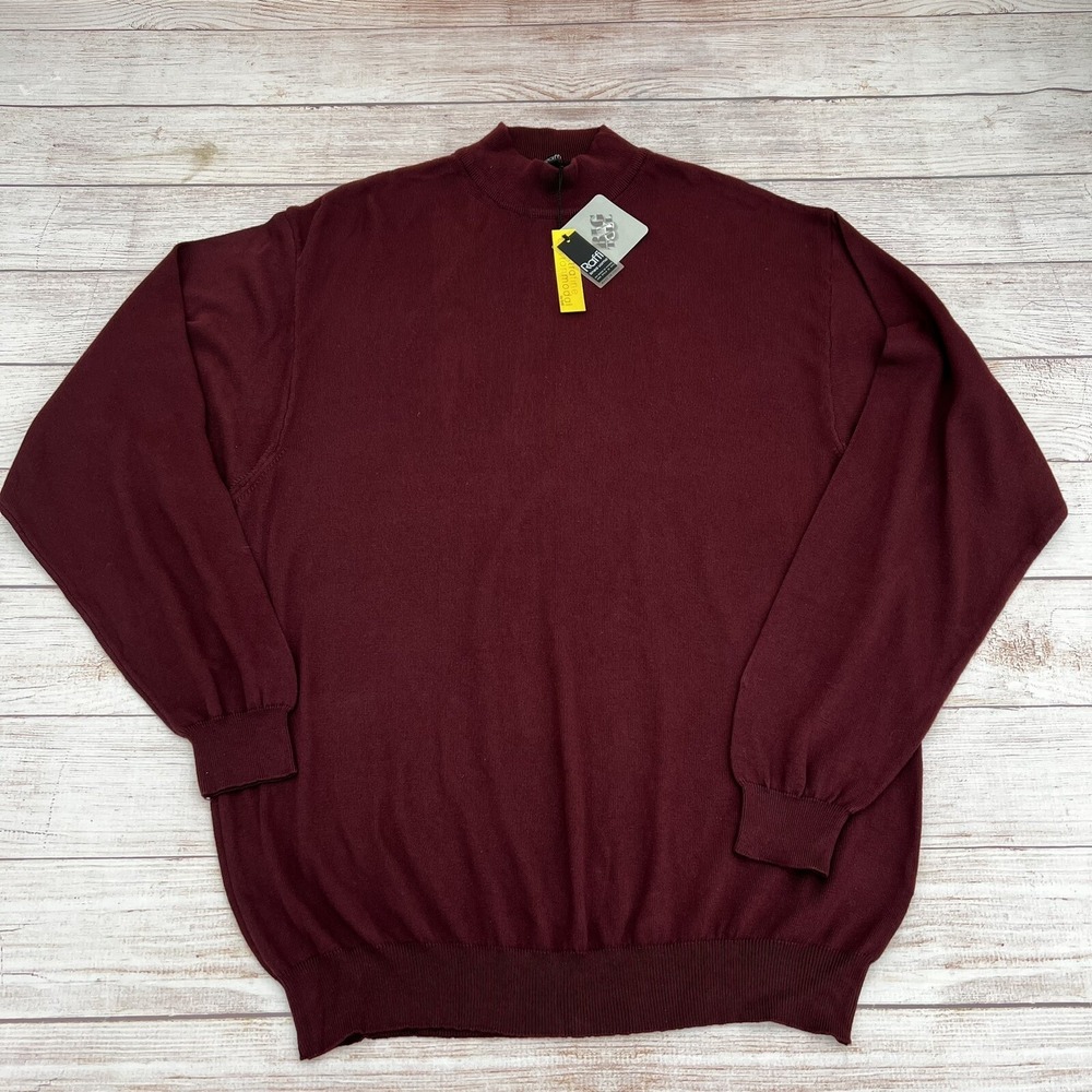 Raffi Mens Maroon Long Sleeve Mock Neck Pullover Sweater Size 3XL